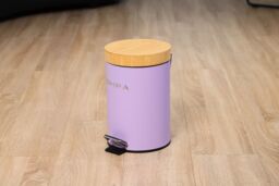 simpa 3L Soft-Closing Pedal Dustbin with Bamboo Lid in Lilac - thumbnail 4