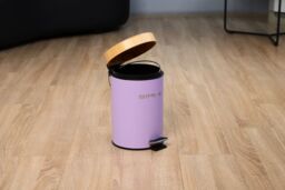 simpa 3L Soft-Closing Pedal Dustbin with Bamboo Lid in Lilac - thumbnail 2