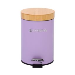 simpa 3L Soft-Closing Pedal Dustbin with Bamboo Lid in Lilac