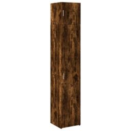 Berkfield Home Slim Storage Cabinet Smoked Oak 40x42.5x225 cm Engineered Wood in Brown - thumbnail 2
