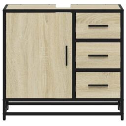 Berkfield Home Bathroom Sink Cabinet Sonoma Oak 65x33x60 cm Engineered Wood in Brown - Size: 65 x 33 x 60 cm - thumbnail 5