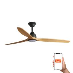 Netlighting Alo Large 3 Blade Ceiling Fan Black Wood Light Smart in Brown - thumbnail 1