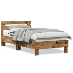 Berkfield Home Old Wood Bed Frame 90x190 cm - Made from Engineered Wood in Brown - thumbnail 4