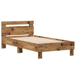 Berkfield Home Old Wood Bed Frame 90x190 cm - Made from Engineered Wood in Brown - thumbnail 2