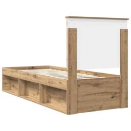 Berkfield Home Bed Frame Artisian Oak 75 x 190 cm Solid Pine Wood in Brown - thumbnail 9