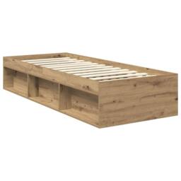 Berkfield Home Bed Frame Artisian Oak 75 x 190 cm Solid Pine Wood in Brown - thumbnail 5