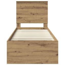 Berkfield Home Bed Frame Artisian Oak 75 x 190 cm Solid Pine Wood in Brown - thumbnail 7