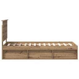 Berkfield Home Bed Frame Artisian Oak 75 x 190 cm Solid Pine Wood in Brown - thumbnail 8