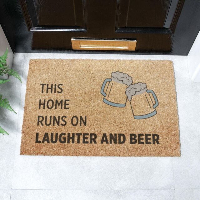 Artsy Mats Laughter & Beer Doormat (60 x 40cm) in Brown - Size: 40 cm x 60 cm - image 1