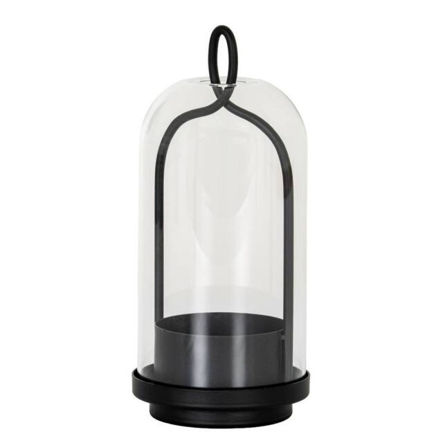 Lemon Pavilion Furniture and Decor Nyx Medium Candle Holder with Glass Cloche - L10 x W10 x H19 cm Black - image 1