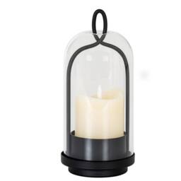 Lemon Pavilion Furniture and Decor Nyx Medium Candle Holder with Glass Cloche - L10 x W10 x H19 cm Black - thumbnail 2