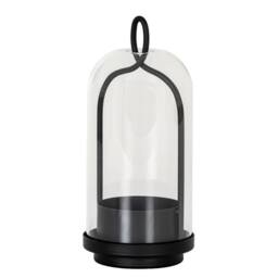 Lemon Pavilion Furniture and Decor Nyx Medium Candle Holder with Glass Cloche - L10 x W10 x H19 cm Black - thumbnail 1