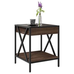 Berkfield Home Coffee Table with Infinity LED Brown Oak 40x40x49 cm - Size: 40 x 40 x 49 cm - thumbnail 5