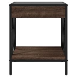 Berkfield Home Coffee Table with Infinity LED Brown Oak 40x40x49 cm - Size: 40 x 40 x 49 cm - thumbnail 6