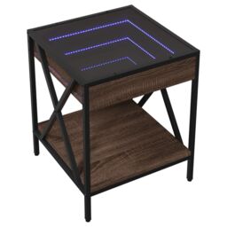 Berkfield Home Coffee Table with Infinity LED Brown Oak 40x40x49 cm - Size: 40 x 40 x 49 cm - thumbnail 3
