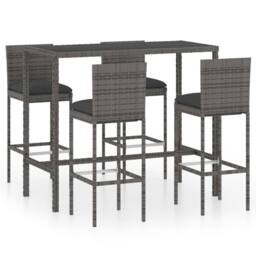 Berkfield Home Comfortable 5 Piece Garden Bar Set with Cushions Poly Rattan Grey - thumbnail 2