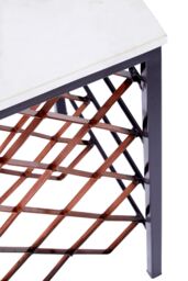 Orsina Modern White Marble & Iron Wine Rack Table, Geometric Iron Framed Wine Storage Cabinet, Decorative Wine Table - thumbnail 5