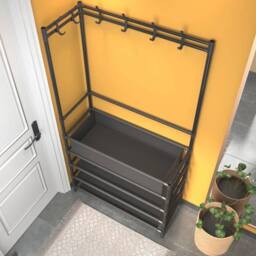 KORVIXA Closet Clothes Rail Hanging Rack Shoes Storage Basket in Black - Size: 800mm - thumbnail 5