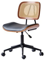 Nordlys Adjustable Wooden & Cane Design Office Chair in Black