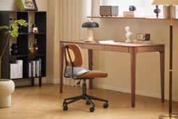 Nordlys Adjustable Wooden & Cane Design Office Chair in Black - thumbnail 3