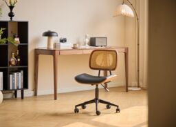 Nordlys Adjustable Wooden & Cane Design Office Chair in Black - thumbnail 2
