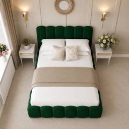 "Bed Choices Mayfair Upholstered Bubble Bed Frame with 54"" Headboard in Green - Size: Double" - thumbnail 3
