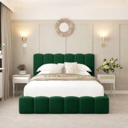 "Bed Choices Mayfair Upholstered Bubble Bed Frame with 54"" Headboard in Green - Size: Double" - thumbnail 2