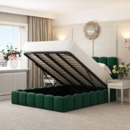 "Bed Choices Mayfair Upholstered Bubble Bed Frame with 54"" Headboard in Green - Size: Double" - thumbnail 4