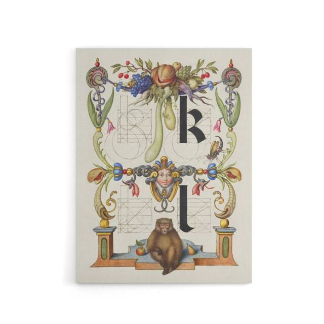 "Artery8 Pictorial Letter Guide K & l Calligraphy Canvas Wall Art Print in White - Size: W12"" x H16""" - image 1
