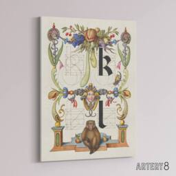 "Artery8 Pictorial Letter Guide K & l Calligraphy Canvas Wall Art Print in White - Size: W12"" x H16""" - thumbnail 2