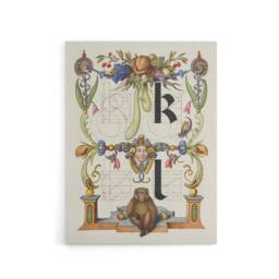 "Artery8 Pictorial Letter Guide K & l Calligraphy Canvas Wall Art Print in White - Size: W12"" x H16""" - thumbnail 1