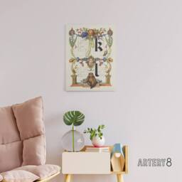 "Artery8 Pictorial Letter Guide K & l Calligraphy Canvas Wall Art Print in White - Size: W12"" x H16""" - thumbnail 3