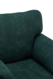 Living and Home Chenille Upholstered Armchair with Footstool in Green - thumbnail 6