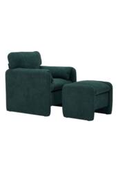 Living and Home Chenille Upholstered Armchair with Footstool in Green - thumbnail 4