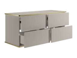 Vente-unique Suspended Grooved Gold-Trimmed Under-Basin Cabinet - Beige - 120 Cm - thumbnail 6