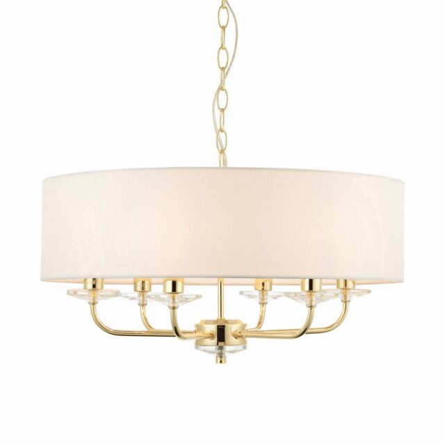 Netlighting Nixon 6 Light Multi Arm Ceiling Pendant Brass E14 in Yellow - image 1