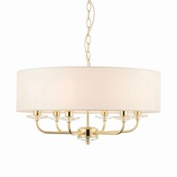 Netlighting Nixon 6 Light Multi Arm Ceiling Pendant Brass E14 in Yellow