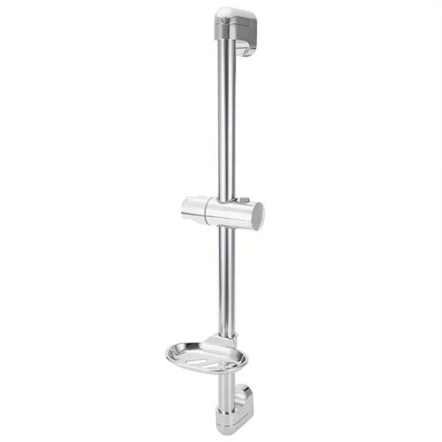VOGREX Wall Mounted Shower Riser Rail 61cm with Soap Dish Bracket in Silver - image 1