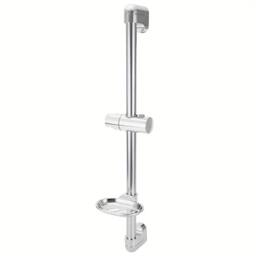 VOGREX Wall Mounted Shower Riser Rail 61cm with Soap Dish Bracket in Silver