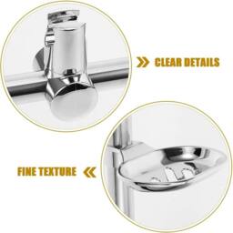 VOGREX Wall Mounted Shower Riser Rail 61cm with Soap Dish Bracket in Silver - thumbnail 5