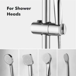 VOGREX Wall Mounted Shower Riser Rail 61cm with Soap Dish Bracket in Silver - thumbnail 6