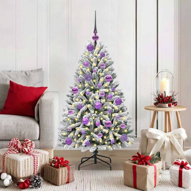 Berkfield Home Artificial Christmas Tree Green & White 120 cm PVC & Metal - image 1