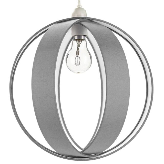 Happy Homewares Modern Grey Faux Silk Fabric Cocoon Globe Design Ceiling Pendant Light Shade - image 1