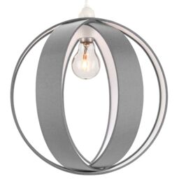 Happy Homewares Modern Grey Faux Silk Fabric Cocoon Globe Design Ceiling Pendant Light Shade - thumbnail 2