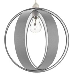 Happy Homewares Modern Grey Faux Silk Fabric Cocoon Globe Design Ceiling Pendant Light Shade