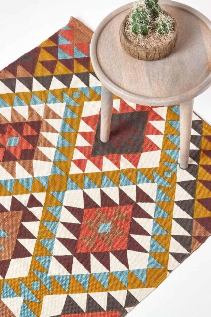 Homescapes Oslo Multi Coloured Cotton Diamond Pattern Rug - Size: 90 cm x 150 cm - image 1
