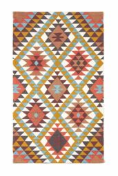 Homescapes Oslo Multi Coloured Cotton Diamond Pattern Rug - Size: 90 cm x 150 cm - thumbnail 2