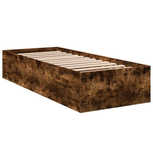 Berkfield Home Modern Bed Frame without Mattress Smoked Oak 90x190 cm Single in Brown - image 1