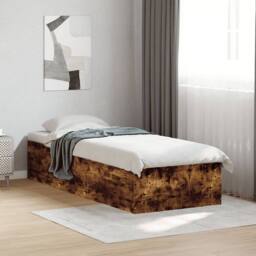 Berkfield Home Modern Bed Frame without Mattress Smoked Oak 90x190 cm Single in Brown - thumbnail 2