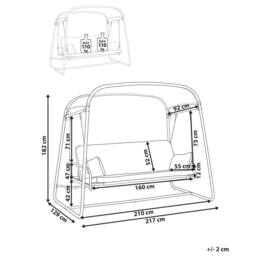 Wyld and Coco 3-Seater Patio Swing Grey Mesh - Water-Repellent Seats - thumbnail 3
